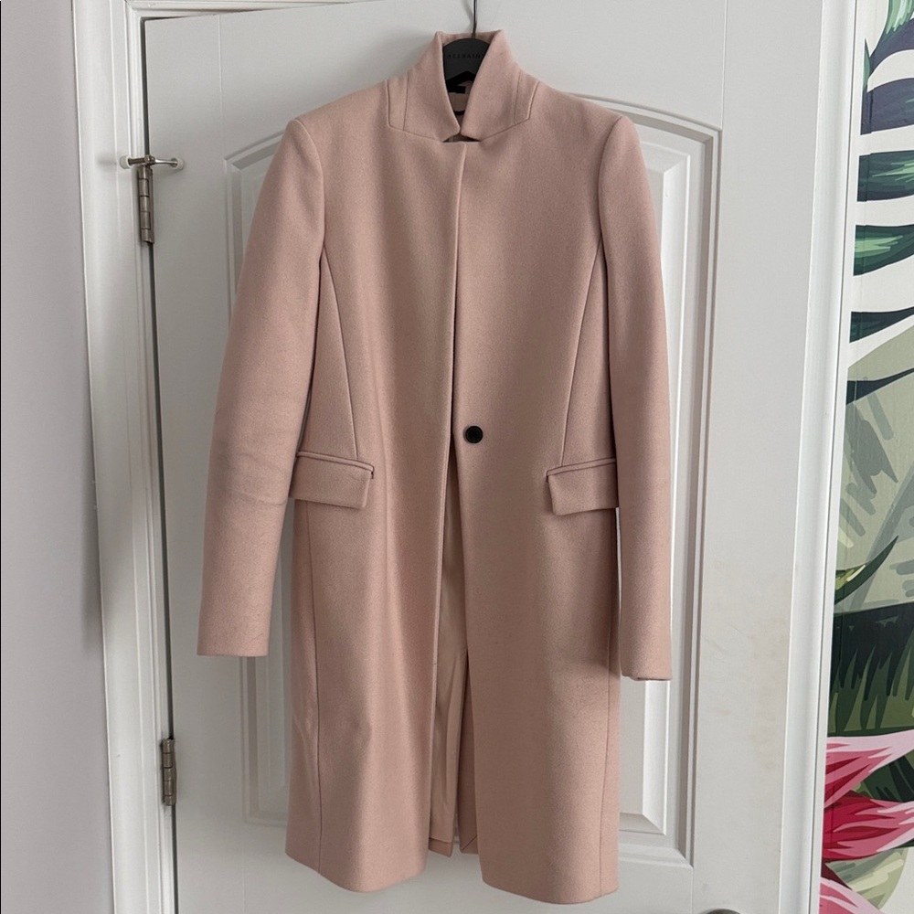 All Saints Pink Single-Button Wool Coat